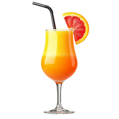 Canvas Print - Refreshing tropical cocktail with orange slice and straw, ideal for summer drinks and parties