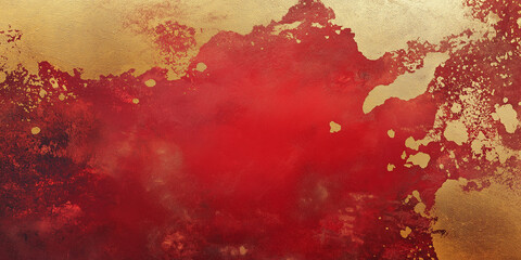 Poster - Abstract red and gold painted background creating interesting texture