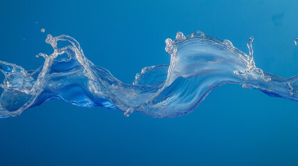 Poster - Transparent clean water splashing on blue background