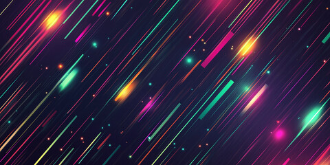 Fototapete - Abstract background with colorful diagonal lines and particles flying