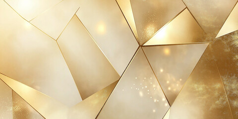 Aufkleber - Abstract luxury gold background shining geometric triangles