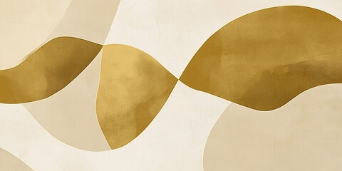 Aufkleber - Abstract background featuring intertwining golden shapes and organic lines