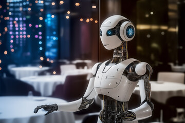 Poster - Humanoid robot working as a waiter in a restaurant