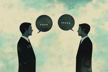 Aufkleber - Two businessmen having a conversation with speech bubbles