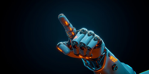 Aufkleber - Robot hand pointing with index finger on dark background