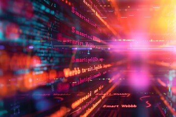 Poster - Abstract Computer Code with Glowing Lines and Text