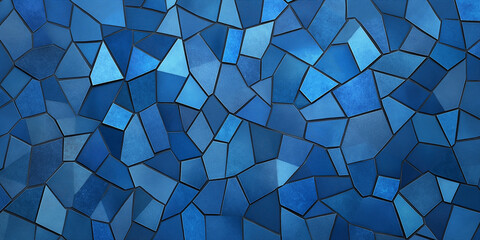 Poster - Blue mosaic background is forming a geometric pattern