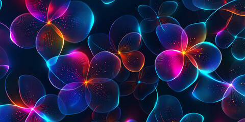 Poster - Neon flowers background showing beauty and floral design