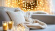 © MarkFinal - Golden bokeh lights twinkling in the background of a warm, cozy living room