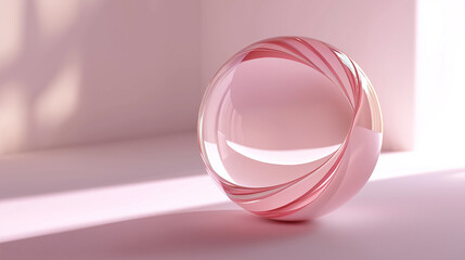 Poster - Abstract pink sphere casting shadow on pink background