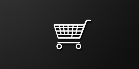 Poster - White shopping cart icon on a black background representing online shopping