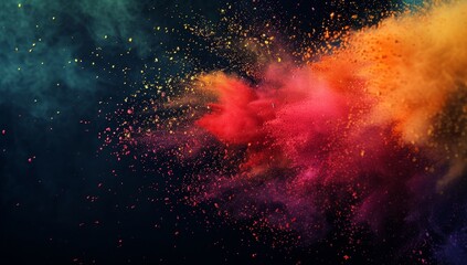 Wall Mural - Colorful Powder Explosion on Black Background