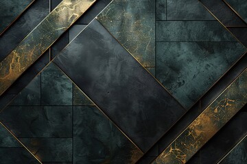 Abstract black and gold geometric background with textured details.