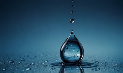 Wall Mural - water drop on blue background