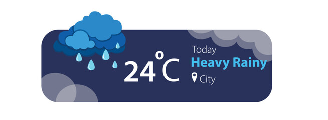 Wall Mural - Heavy Rainy Weather Forecast Widget Application Template