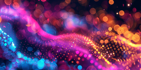 Wall Mural - Cyberpunk Technical background abstraction UI UX modern trendy design. Place for text. Lines and dots. Template poster invitation banner email header. 3D Digital art. Horizontal. Generative Ai content
