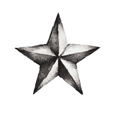 Poster - A hand-drawn star, imperfect lines, slightly tilted, on a white canvas. Subtle watercolor texture, soft shadow beneath, lightly textured background for added depth, calm and serene atmosphere, hd qual