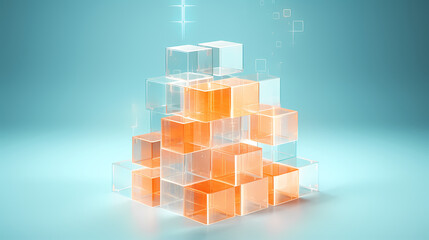 Wall Mural - Creative illustration of abstract cube light and shadow