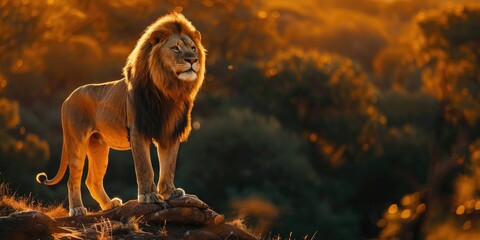 lion standing on a dirt mound