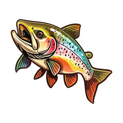 Wall Mural - happy cartoon Trout fish vector