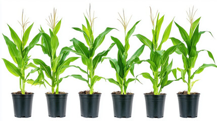 Collection corn plant isolated on a white background