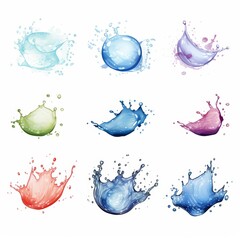 Wall Mural - Colorful liquid splashes isolated on white background.