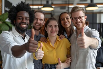 Wall Mural - Diverse group of colleagues giving thumbs up