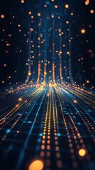 Poster - Abstract technology background with glowing lines and dots.
