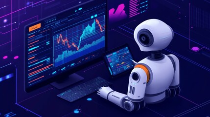 Poster - AI Robot Working on Stock Market Data.