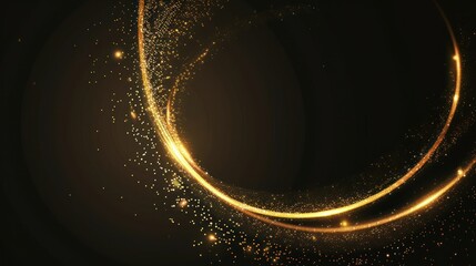 Poster - Golden Light Trails On Dark Background