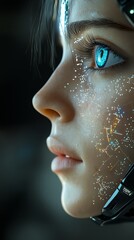 Aufkleber - Close up of a futuristic female face.