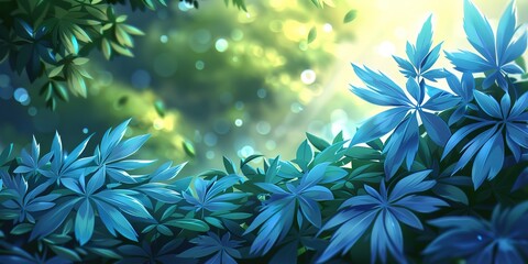 Wall Mural - blue sky and green leaves