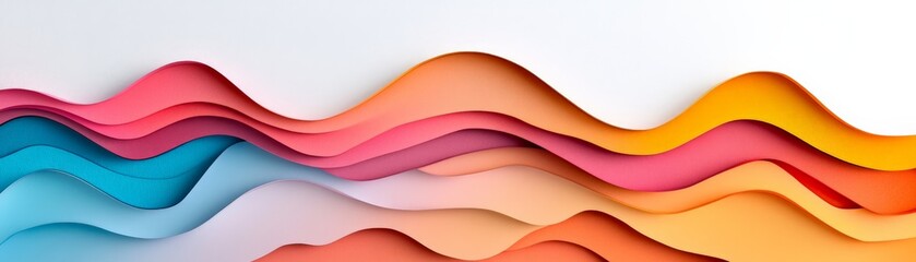 Wall Mural - Colorful abstract paper waves art background with vibrant layers and flowing curves, perfect for creative projects and design inspiration.