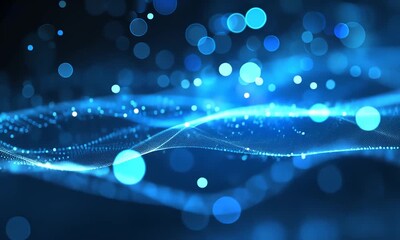 abstract blue glowing digital background with bokeh effect.
