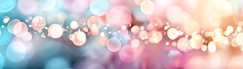 Poster - Bokeh lights in cool tones forming an abstract background, organic shapes, dreamy and serene. ,