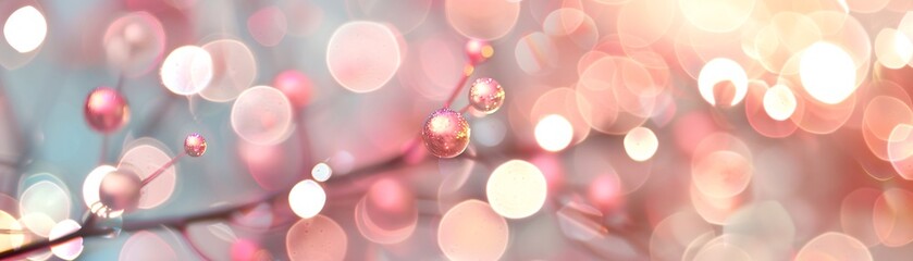 Poster - Bokeh patterns in soft and warm colors, organic shapes, dreamy and ethereal. ,