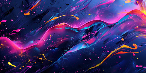 Wall Mural - Liquid oil, acrylic paint abstraction. Abstract template. Modern trendy background. Creative design banner wallpaper poster header social media post. Expressive bright colors. Generative Ai content