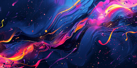 Wall Mural - Liquid oil, acrylic paint abstraction. Abstract template. Modern trendy background. Creative design banner wallpaper poster header social media post. Expressive bright colors. Generative Ai content