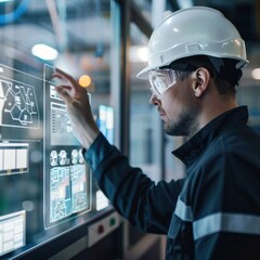 Poster - Industrial Worker Interacting with Touchscreen Interface