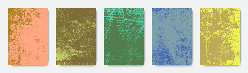 Aufkleber - Letterpress background. Vintage noise, eroded and rough glitch. Trendy paintbrush strokes. Dirty urban handmade texture. Dark error. Decorative graffiti surface. Vector grunge prints set
