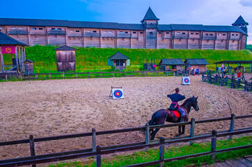 Wall Mural - The mounted archery tournament, Kyiv Rus Park, Ukraine