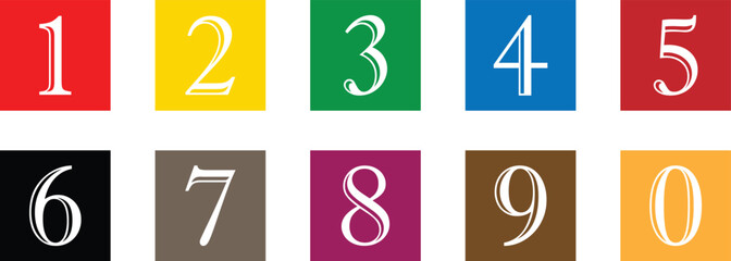 Poster - set of 0 to 9 number symbol on rectangle vector illustration.