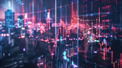 Poster - Cityscape with Stock Market Data