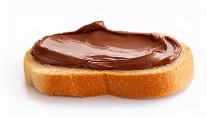 Bread with tasty chocolate cream isolated on white