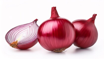 Sticker - Red onion isolated on white background