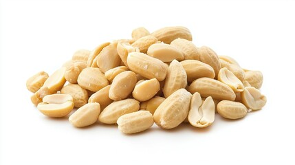 Wall Mural - A pile of peanuts on a white background