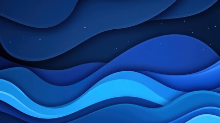 Vibrant blue abstract background featuring flowing wave curves and stripe lines, perfect for modern illustrations and designs.