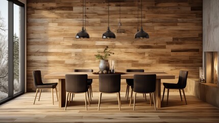 Wall Mural - dining reclaimed wood wall