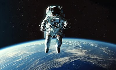 Wall Mural - experience the serene freedom of an astronaut floating in the vastness of space