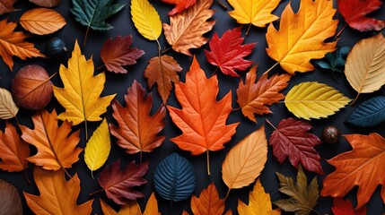 Wall Mural - fall leaves flat lay